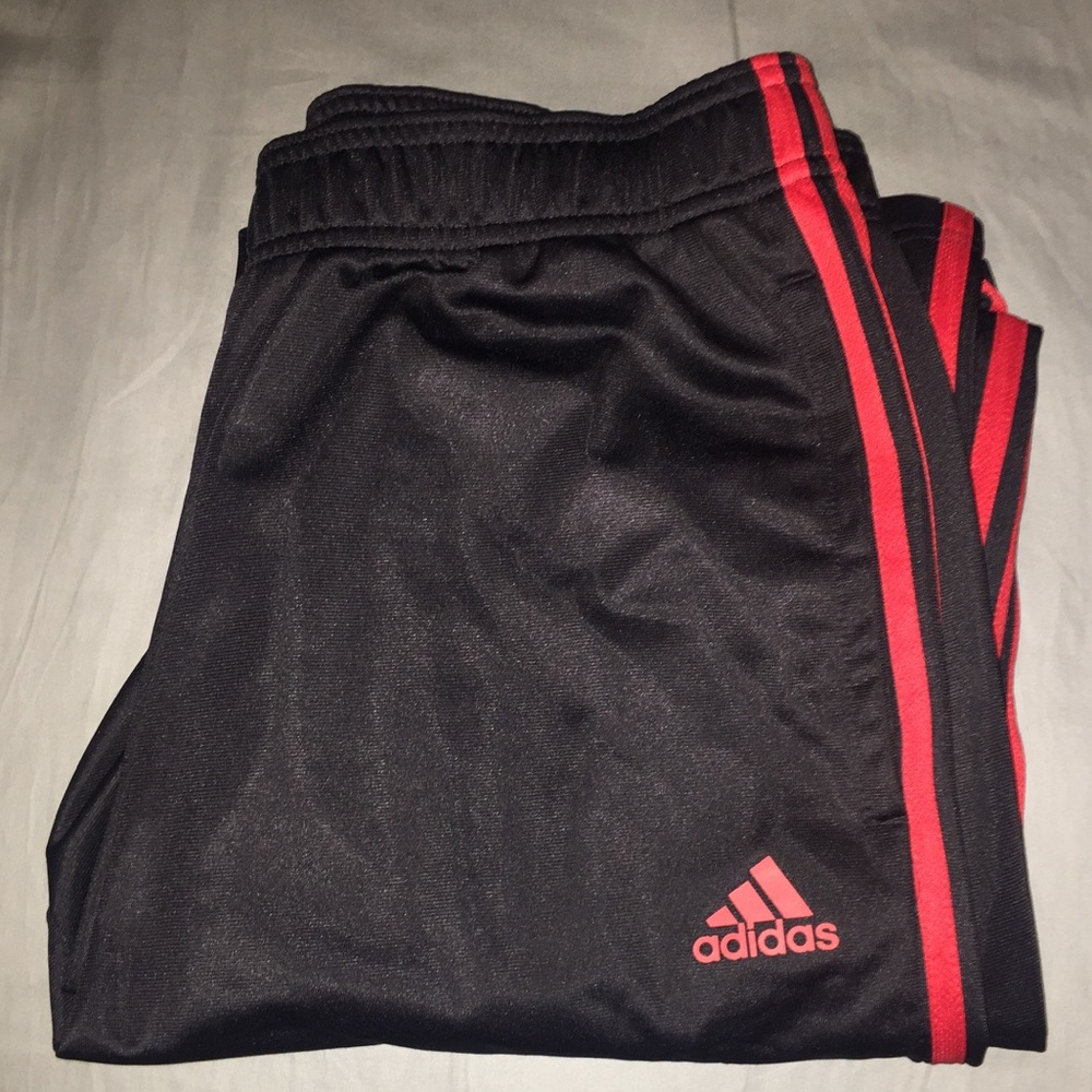Adidas Straight Red Three Stripped Pant